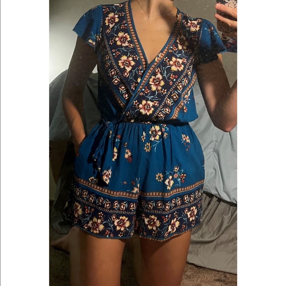Blue Floral Romper